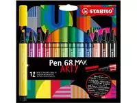 Een STABILO pen 68 viltstift MAX ARTY, etui van 12 stuks, assorti koop je bij ShopXPress