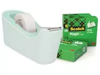 Een Scotch verzwaarde plakbandafroller inclusief 4 rollen Scotch magic tape, muntgroen koop je bij ShopXPress