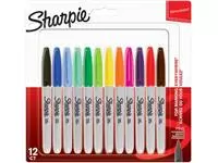 Een Sharpie permanente marker, fijn, blister van 12 stuks in geassorteerde kleuren koop je bij ShopXPress