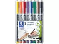 Een Staedtler Lumocoler 317, OHP-marker, permanent, 1,0 mm, etui van 8 stuks in geassorteerde kleuren koop je bij ShopXPress