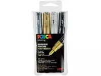 Een Uni POSCA paintmarker PC-1MC, 0,7 mm, etui met 4 stuks in geassorteerde metallic kleuren koop je bij ShopXPress