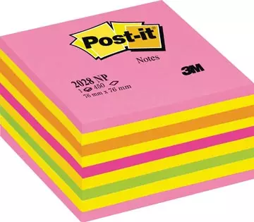 Een Post-it Notes kubus, 450 vel, ft 76 x 76 mm, roze-geel tinten koop je bij ShopXPress