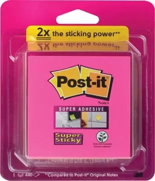 Een Post-it Super Sticky Notes kubus, 440 vel, ft 76 x 76 mm, geassorteerde regenboogkleuren koop je bij ShopXPress