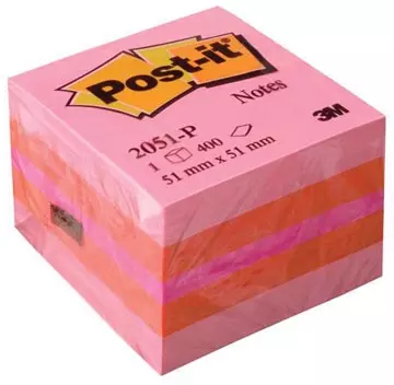 Een Post-it Notes mini kubus, 400 vel, ft 51 x 51 mm, roze koop je bij ShopXPress