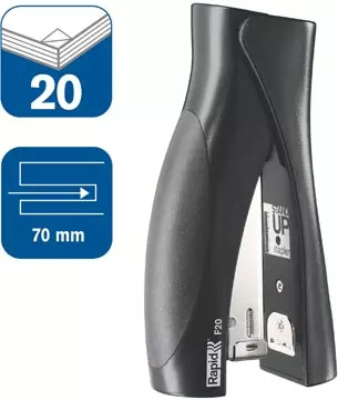 Een Rapid Fashion Ultimate StandUp nietmachine F20, niet 20 vel, voor nietjes 24/6 en 26/6, zwart koop je bij ShopXPress