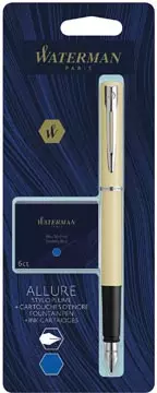 Een Waterman vulpen Allure Pastel fijne punt, inclusief 6 inktpatronen, op blister koop je bij ShopXPress