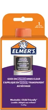 Een Elmer's verdwijnende lijmstick van 22 g, op blister, paars koop je bij ShopXPress
