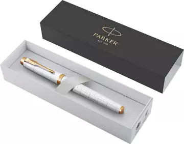 Een Parker IM Premium roller, fijn, in giftbox, Pearl (wit/goud) koop je bij ShopXPress