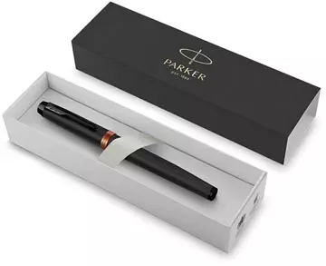 Een Parker IM Vibrant Rings roller, zwart met oranje accenten koop je bij ShopXPress