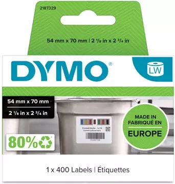 Een Dymo etiketten LabelWriter ft 70 x 54 mm, voor voedingsindustrie, wit, 400 etiketten koop je bij ShopXPress