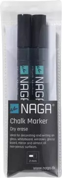 Een Naga glasbordmarker 2 mm, etui met 2 stuks, zwart koop je bij ShopXPress