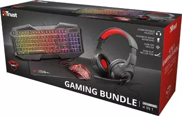 Een Trust GXT 1180RW 4-in-1 Gaming Set met headset, toetsenbord (azerty), muis en muismat koop je bij ShopXPress