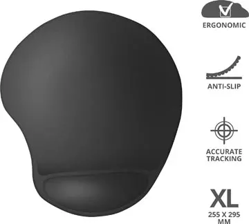 Een Trust BigFoot XL muismat met gel polssteun, zwart koop je bij ShopXPress