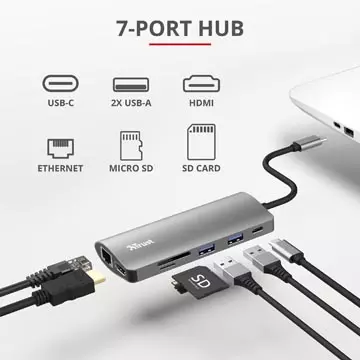 Een Trust Dalyx 7-in-1 USB-C Multiport Adapter koop je bij ShopXPress