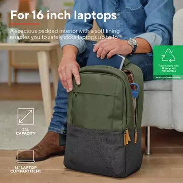 Een Trust laptoprugzak Lisboa voor 16 inch laptops, groen koop je bij ShopXPress