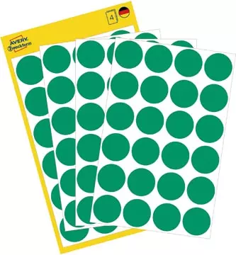 Een Avery Ronde etiketten diameter 18 mm, groen, 96 stuks koop je bij ShopXPress