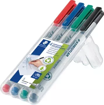 Een Staedtler Lumocolor 311, OHP-marker, non permanent, 0,4 mm, box van 4 stuks in geassorteerde kleuren koop je bij ShopXPress