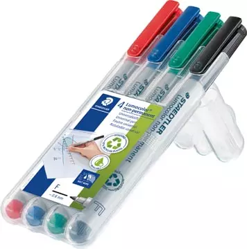 Een Staedtler Lumocolor 316, OHP-marker, non permanent, 0,6 mm, box van 4 stuks in geassorteerde kleuren koop je bij ShopXPress