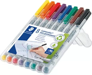 Een Staedtler Lumocolor 316, OHP-marker, non permanent, 0,6 mm, box van 8 stuks in geassorteerde kleuren koop je bij ShopXPress