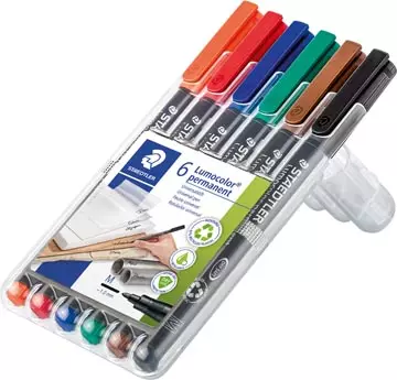Een Staedtler Lumocoler 317, OHP-marker, permanent, 1,0 mm, etui van 6 stuks in geassorteerde klassieke kleur koop je bij ShopXPress