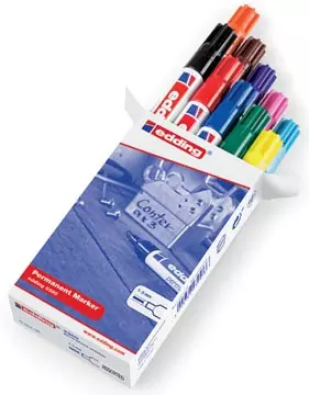 Een Edding permanent marker e-3300 doos van 10 stuks in geassorteerde kleuren koop je bij ShopXPress