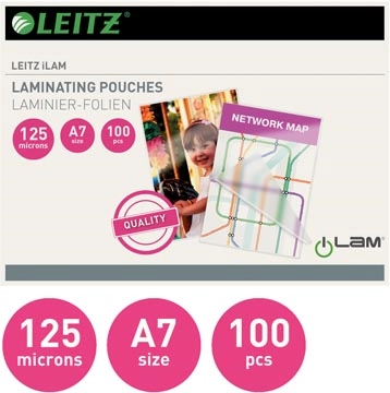 Een Leitz Ilam lamineerhoes ft A7, 250 micron (2 x 125 micron), pak van 100 stuks koop je bij ShopXPress