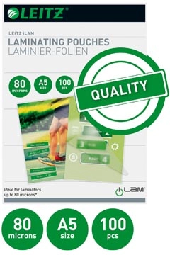 Een Leitz Eva lamineerhoes ft A5, 160 micron (2 x 80 micron), pak van 100 stuks koop je bij ShopXPress