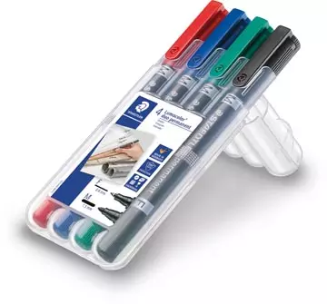 Een Staedtler Lumocolor Duo 348, permanent marker, doos van 4 stuks in geassorteerde kleuren koop je bij ShopXPress
