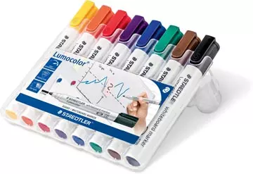 Een Staedtler whiteboardmarker Lumocolor, etui van 8 stuks in geassorteerde kleuren koop je bij ShopXPress