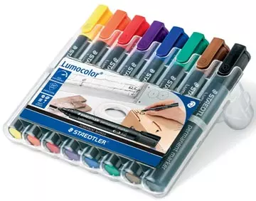 Een Staedtler Lumocolor 352, permanent marker, ronde punt, 2 mm, etui van 8 stuks in geassorteerde kleuren koop je bij ShopXPress