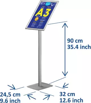 Een Europel info vloerstandaard voor ft A3, grijs koop je bij ShopXPress