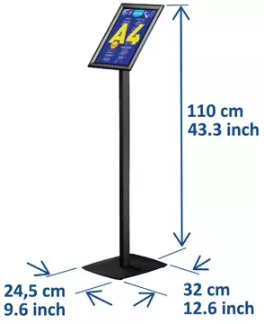 Een Europel info vloerstandaard voor ft A4, zwart koop je bij ShopXPress