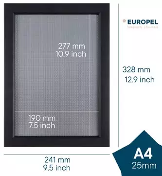 Een Europel clicklijst, lijst 25mm A4, mat zwart posterframe koop je bij ShopXPress