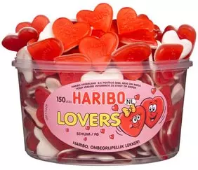Een Haribo Lovers snoepgoed, pot van 150 stuks koop je bij ShopXPress