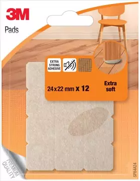 Een 3M Viltjes, Extra soft, ft 24 x 22 mm, blister van 12 stuks koop je bij ShopXPress