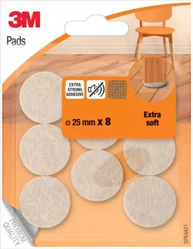 Een 3M beschermende vloerpads, uit vilt, diameter 25 mm, blister van 8 stuks koop je bij ShopXPress