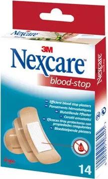 Een 3M bloedstelpende pleister Nexcare Blood-Stop, pak van 14 stuks koop je bij ShopXPress