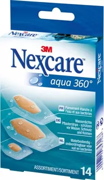 Een 3M pleister Nexcare Aqua 360° 3 formaten, pak van 14 stuks koop je bij ShopXPress