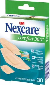 Een 3M pleister Nexcare Comfort 360° 3 formaten, pak van 30 stuks koop je bij ShopXPress