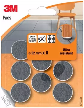 Een 3M viltglijders, Ultra Resistant, diameter van 22 mm, blister van 8 stuks koop je bij ShopXPress