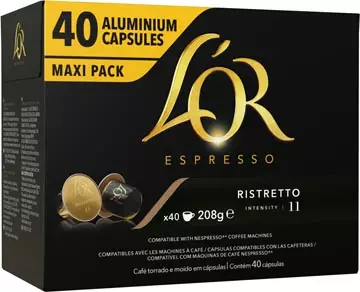 Een Douwe Egberts L'Or Intensity koffiecapsules, Ristretto, pak van 40 stuks koop je bij ShopXPress