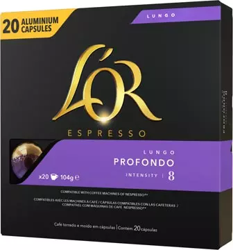 Een Douwe Egberts L'Or Intensity koffiecapsules, Lungo Profondo, pak van 20 stuks koop je bij ShopXPress