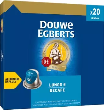 Een Douwe Egberts Lungo Decaf koffiecapsules, pak van 20 stuks koop je bij ShopXPress