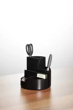 Een MAUL bureauorganizer pennenbak Roundbox Ø14x12.5cm, 7-vaks, 85% gerecycled kunststof zwart koop je bij ShopXPress