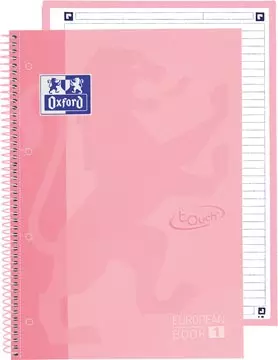 Een Oxford School Touch Europeanbook spiraalblok, ft A4+, 160 bladzijden, gelijnd, pastel roze koop je bij ShopXPress