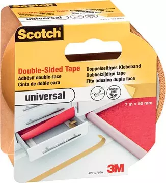 Een Scotch dubbelzijdige plakband voor tapijt en vinyl Universal, ft 50 mm x 7 m, blisterverpakking koop je bij ShopXPress