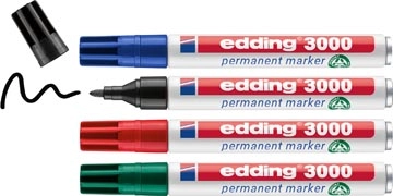 Een Edding permanent marker 3000, geassorteerde kleuren, blister van 4 stuks koop je bij Supplierz BV