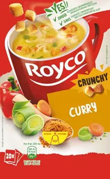 Een Royco Minute Soup curry met croutons, pak van 20 zakjes koop je bij ShopXPress