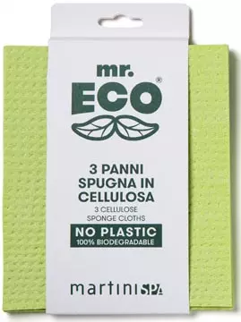 Een Mr. Eco vaatdoekjes ft 19,5 x 16,5 cm, van plantaardige cellulose, pak van 3 stuks koop je bij ShopXPress