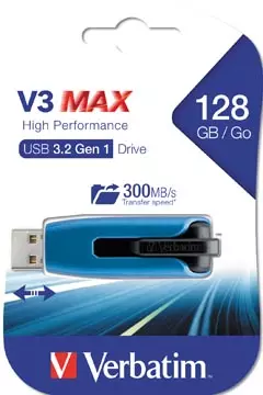 Een Verbatim V3 Max USB 3.0 stick, 128GB, blauw koop je bij ShopXPress